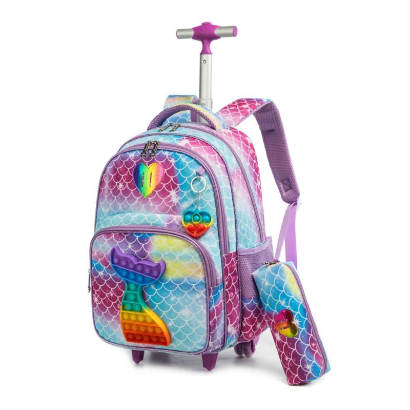 10803T-3Rolling Backpack Set Rainbow Mermaid For Girls 4-12 Years ...