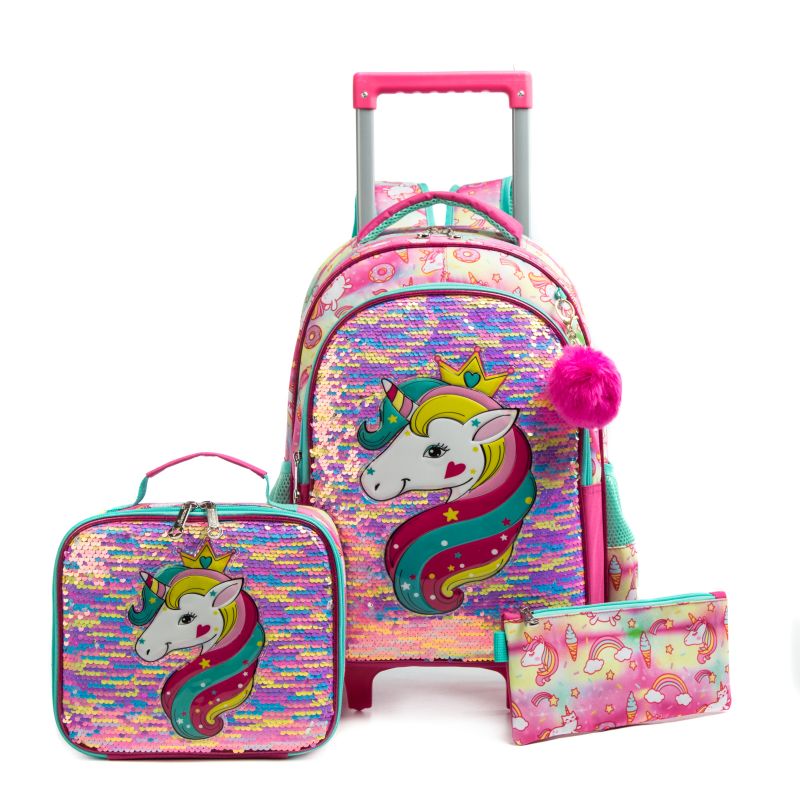 BACK TO SCHOOL BACKPACK ROLLING BAG WITH PENCIL CASE 4