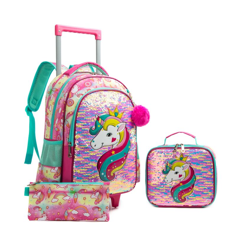 BACK TO SCHOOL BACKPACK ROLLING BAG WITH PENCIL CASE 8