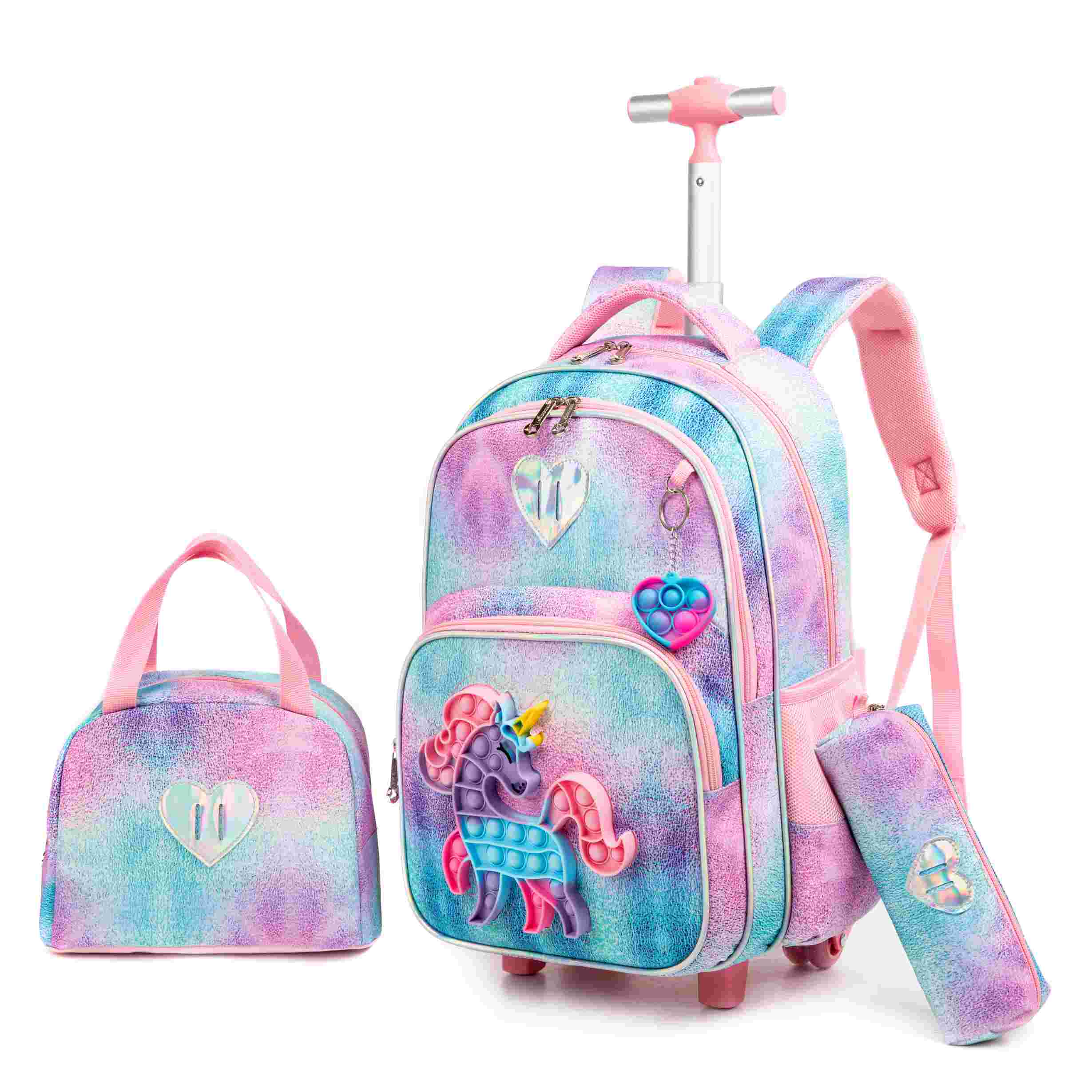 T 3 17 Kids Roller Wheels Bookbag Pink Unicorn 2