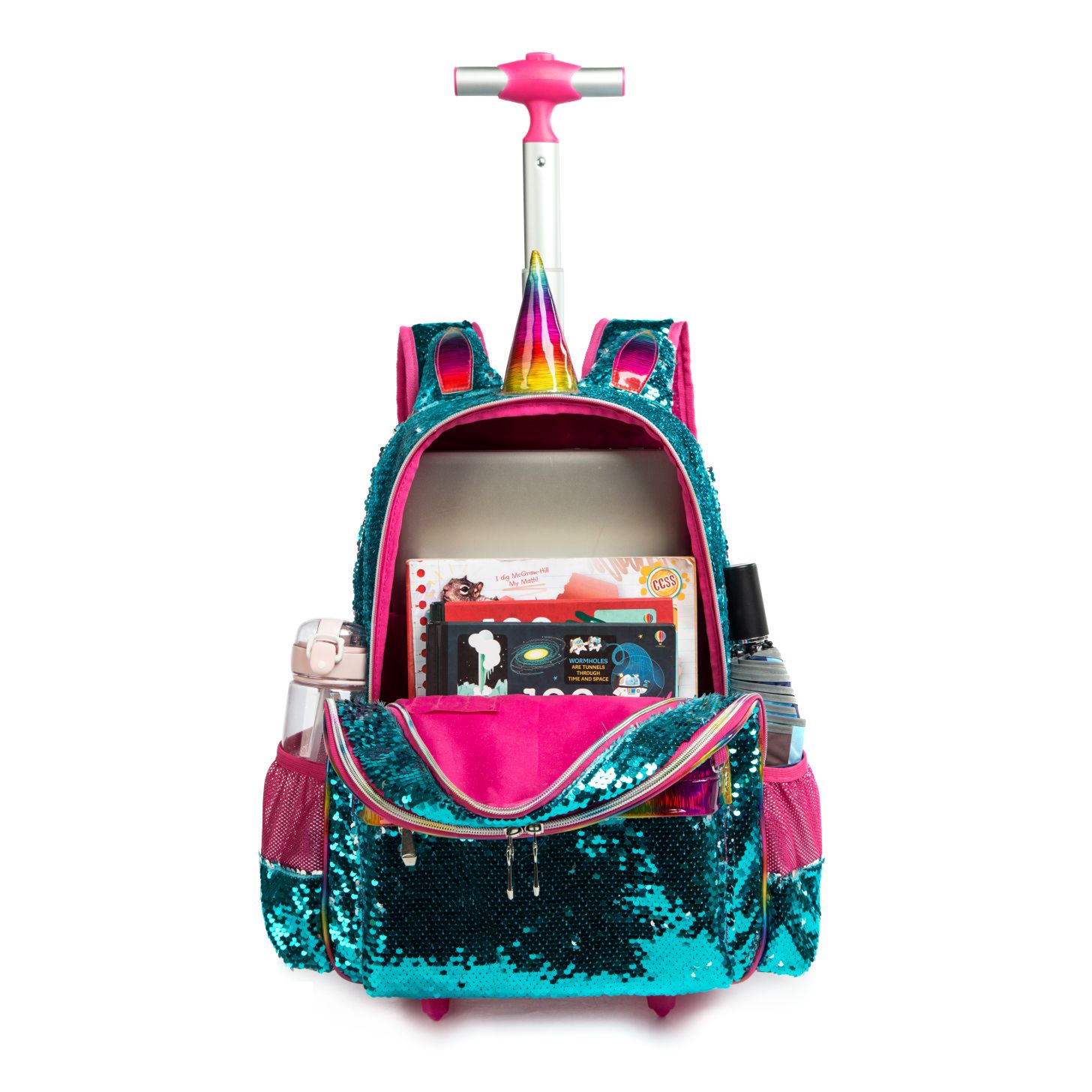 T 3 Unicorn Rolling Backpack with Wheels for Girls 7