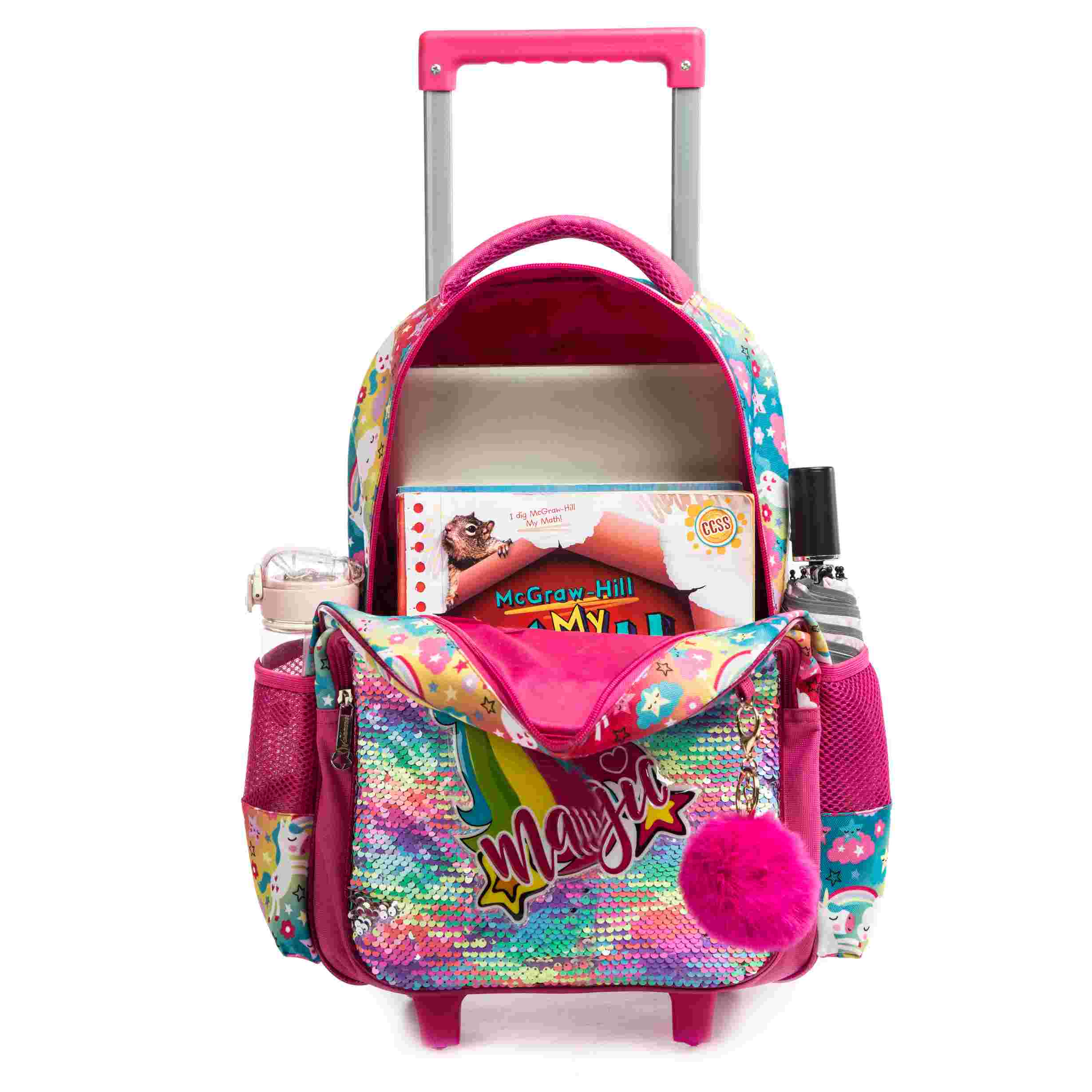 T 3 Unicorn Sequins Trolley Backpack Cute 8