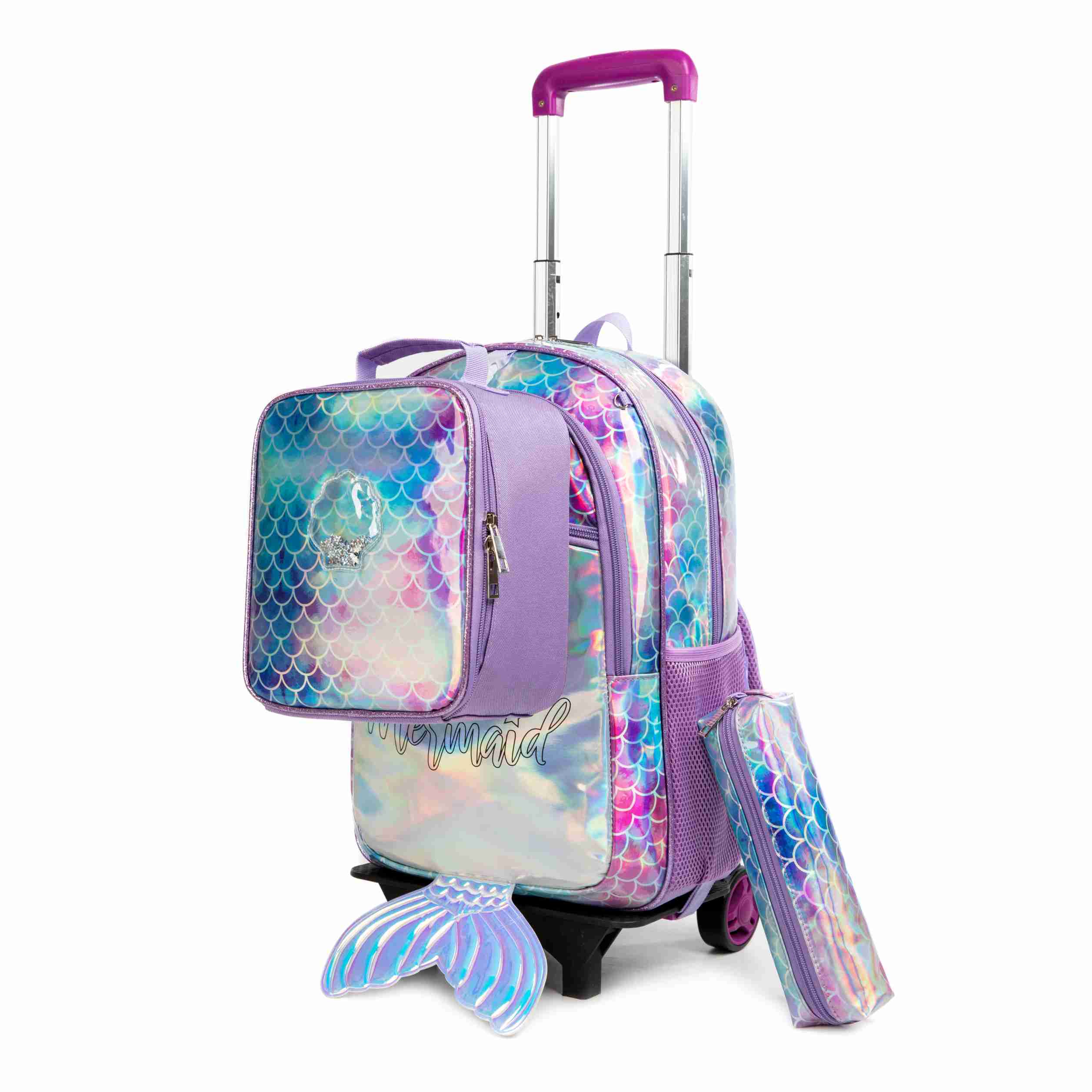 T 3 Mermaid Kids Roller Wheels Bookbag 3PCS 5