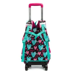 Back panel and shoulder straps of a heart pattern rolling backpack. Ergonomic design by a professional OEM Manufacturer.