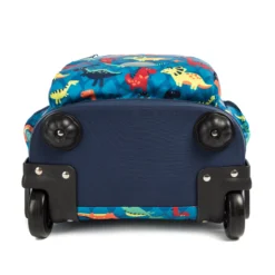 This back view highlights the rolling backpack's breathable mesh back, padded shoulder straps, and the extended silver telescopic handle. As a caring OEM Supplier, we design rolling backpacks to minimize the physical weight burden on children's developing spines. This ergonomic design makes our Custom and Bulk Backpacks a highly desirable choice for Private Label brands targeting the early childhood education market.